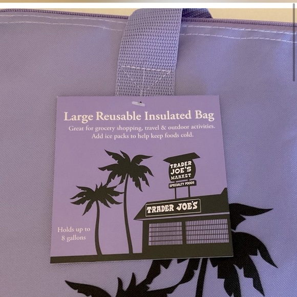 Trader Joe's Limited Edition Lavender Insulated Tote Cooler Bag Foldable NEW - Picture 4 of 7